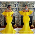 Chiffon Yellow Bat Sleeve Full Length Long Evening Dress